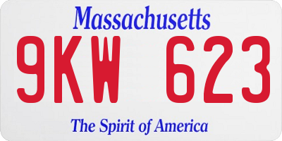 MA license plate 9KW623