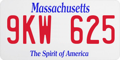MA license plate 9KW625