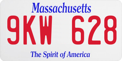 MA license plate 9KW628