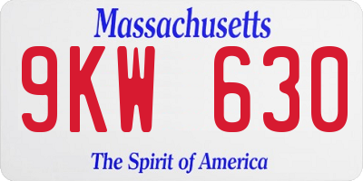 MA license plate 9KW630