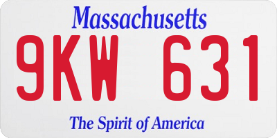 MA license plate 9KW631