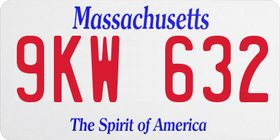 MA license plate 9KW632