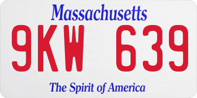 MA license plate 9KW639