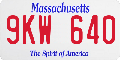 MA license plate 9KW640