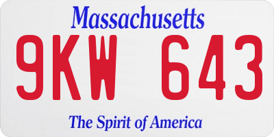MA license plate 9KW643