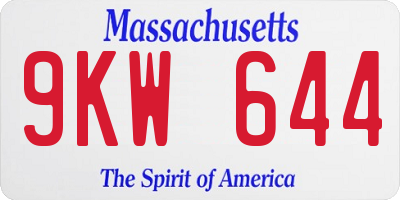 MA license plate 9KW644