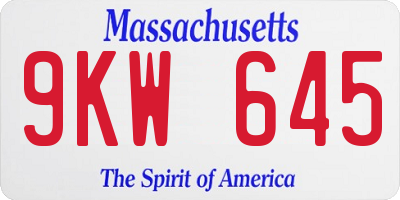 MA license plate 9KW645