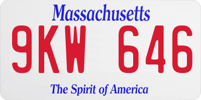 MA license plate 9KW646