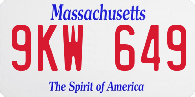 MA license plate 9KW649