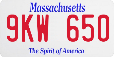 MA license plate 9KW650