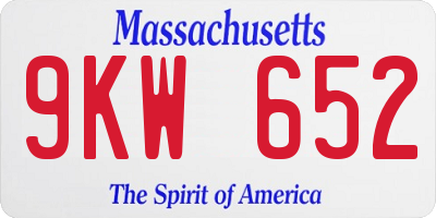 MA license plate 9KW652
