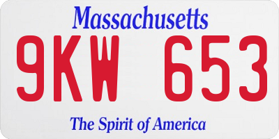 MA license plate 9KW653