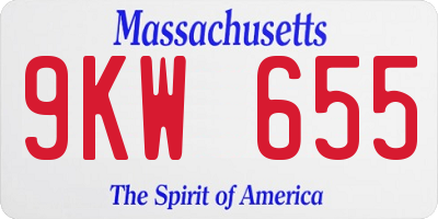 MA license plate 9KW655