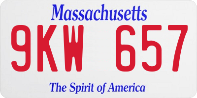 MA license plate 9KW657