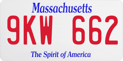 MA license plate 9KW662