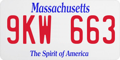 MA license plate 9KW663