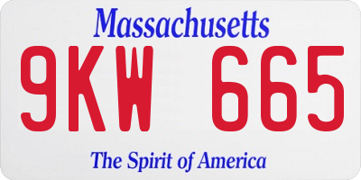 MA license plate 9KW665