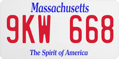 MA license plate 9KW668