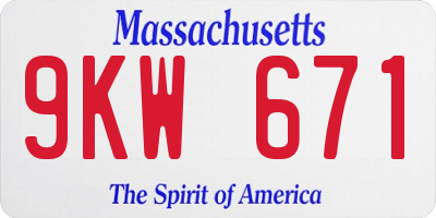 MA license plate 9KW671