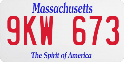 MA license plate 9KW673