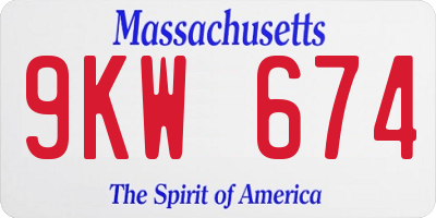 MA license plate 9KW674