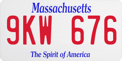 MA license plate 9KW676
