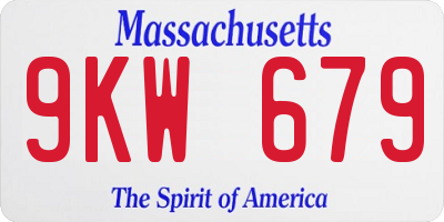 MA license plate 9KW679