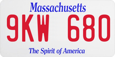 MA license plate 9KW680