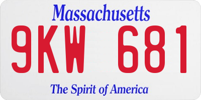 MA license plate 9KW681