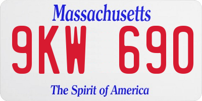 MA license plate 9KW690