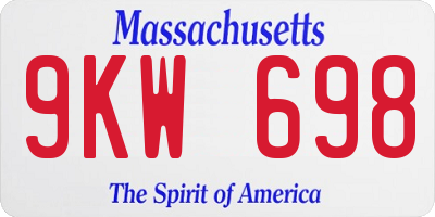 MA license plate 9KW698