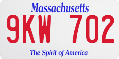 MA license plate 9KW702
