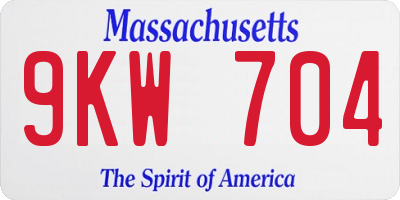 MA license plate 9KW704