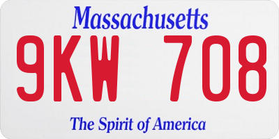 MA license plate 9KW708