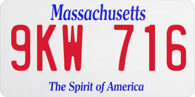 MA license plate 9KW716