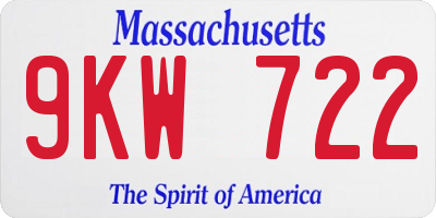 MA license plate 9KW722