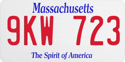 MA license plate 9KW723