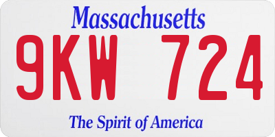MA license plate 9KW724