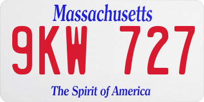 MA license plate 9KW727