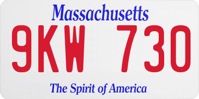 MA license plate 9KW730