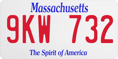 MA license plate 9KW732