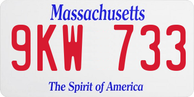 MA license plate 9KW733