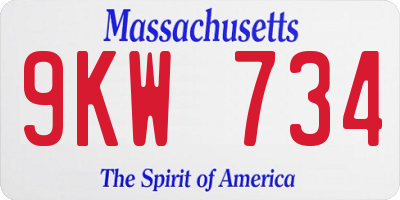 MA license plate 9KW734