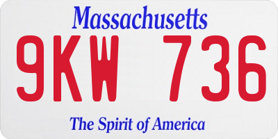 MA license plate 9KW736