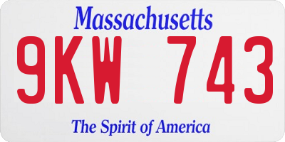 MA license plate 9KW743