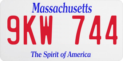 MA license plate 9KW744