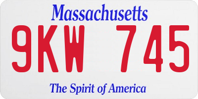 MA license plate 9KW745