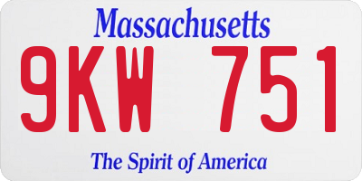 MA license plate 9KW751