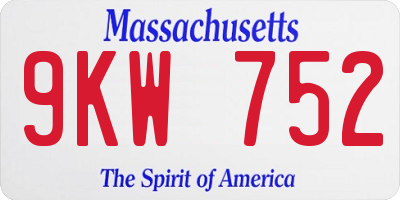 MA license plate 9KW752