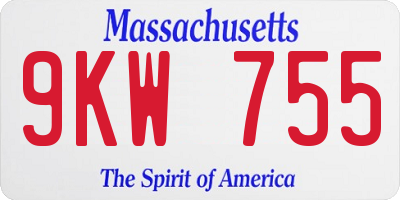 MA license plate 9KW755